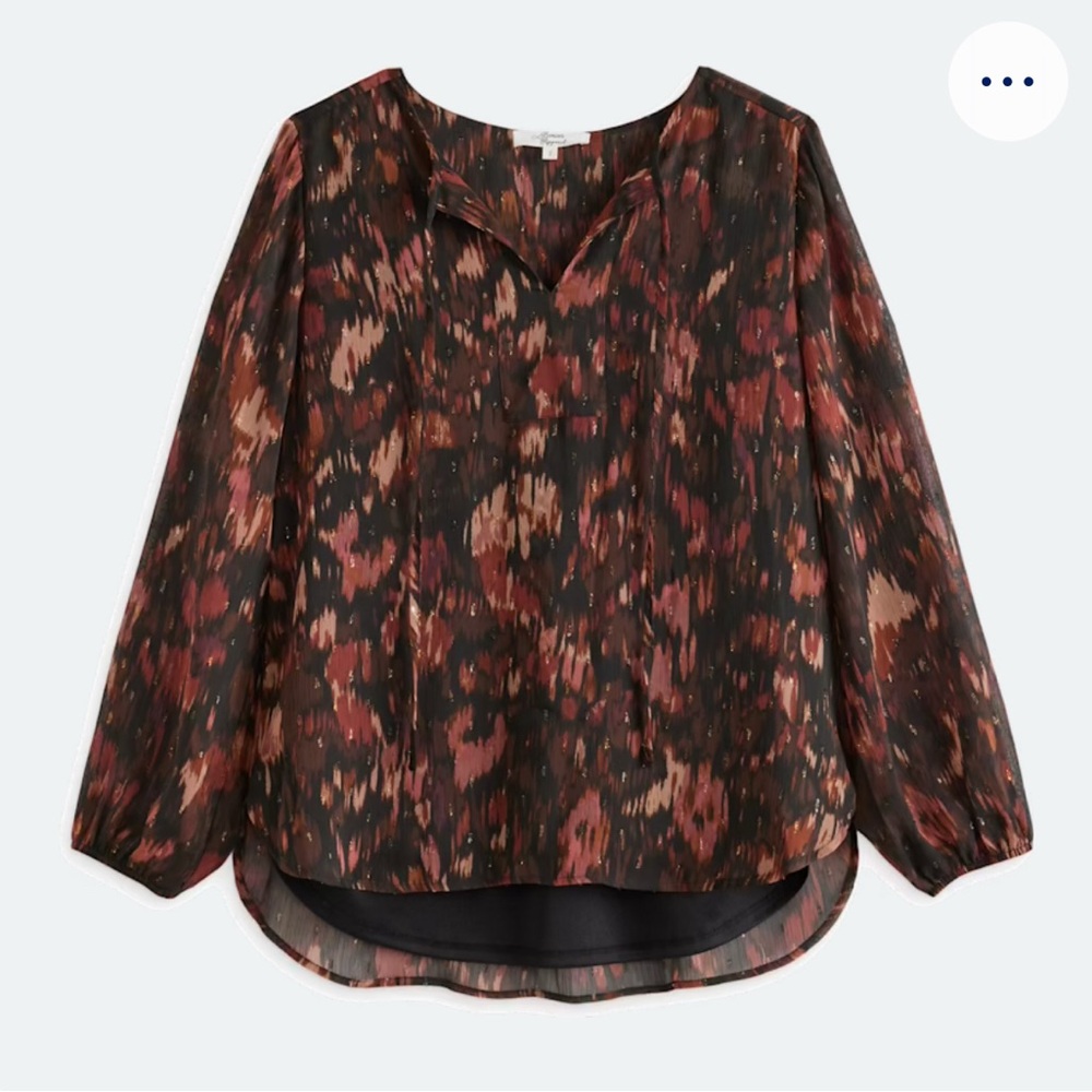 Black and Brown 3/4 Sleeve Blouse with Relaxed Fit